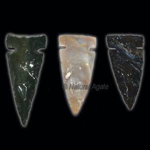 Accessoire artisanal unique en agate indienne polie, pointe de flèche, jaspe fantaisie, pierre précieuse, art populaire Wabi-Sabi, guérison naturelle - Product Image 5