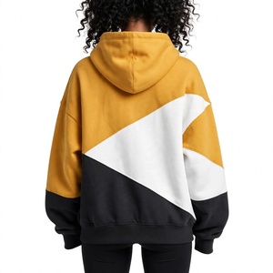 <b>Womens</b> Color Block Hoodie Casual Long Sleeve Drawstring Pullover Sweatshirt <b>Fleece</b> Pocket <b>Tops</b> - Product Image 2