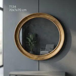 Wooden Round <b>Mirror</b> Frame Rustic Natural Wood <b>Wall</b> Mounted Decorative <b>Mirror</b> <b>for</b> Bedroom <b>Bathroom</b> Living Room - Product Image 5