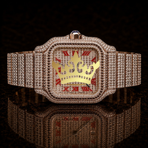 New Luxury Hip Hop Iced Out Case Movement Watch VVS Moissanite White Gold Round Cut Diamond Roman Dial Custom Full Pave - Product Image 1