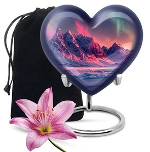 Urna de corazón de mamut de alta calidad-Urna conmemorativa y de honorario para cenizas de adultos con soporte y bolsa de terciopelo gratis - Product Image 3