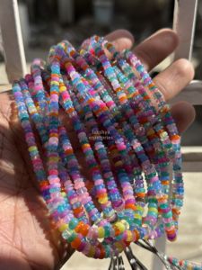 Perles rondes lisses en opale éthiopienne AAA Disco, 3-5 mm, 16 pouces, opale naturelle, pierres précieuses pour la création de bijoux, vente en gros - Product Image 4