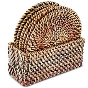 Thick rustic woven seagrass square <b>coasters</b> <b>for</b> coffee tables and <b>drink</b> protection, available at wholesale prices. - Product Image 2