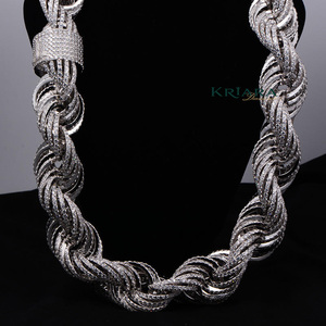 Lab Grown Diamond Necklace S925 <b>Silver</b> Rhodium Plated Rope <b>Chain</b> Round Diamond Channel Setting Unisex Luxury Jewelry - Product Image 3