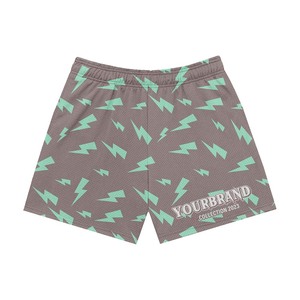 Shorts en mesh pour femmes, 160 GSM, polyester respirant, beige, imprimé papillon, sublimation, logo personnalisé, coupe sport. - Product Image 3