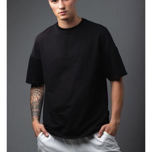 Camisetas Extra Grandes Personalizadas para Hombre, 100% Algodón Grueso, Estilo Urbano, Hombros Caídos, Camiseta Hip Hop Extra Grande para Hombre - Product Image 5