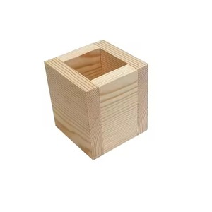 Vintage Style Wooden Square Storage <b>Box</b> For Desk Organization Minimalist Design Single Tier Bin For Pens Pencils And <b>Small</b> Items - Product Image 3