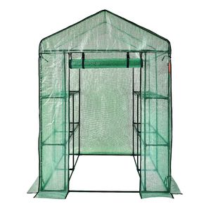 Serra in PE ad alta resistenza con scaffali 4.6 x 4.6 x 6.6 piedi, porta con cerniera, telaio in acciaio per uso in giardino - Product Image 6