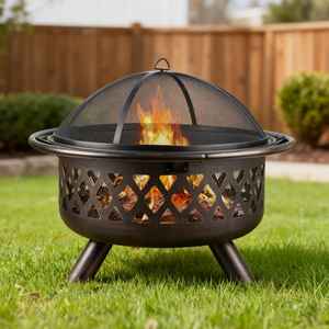 Cheminée extérieure en acier avec porte en maille, foyer de terrasse, chauffage de jardin, poêle à bois pour l'arrière-cour - Product Image 5