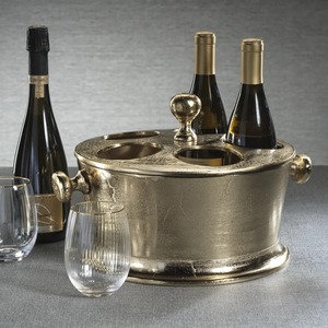 Cubo para Botellas de Champán de Lujo en Latón Envejecido, Centro de Mesa Estilo Vintage, Porta Bebidas de Metal Dorado Texturizado - Product Image 6