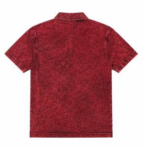 Men's <b>Red</b> Short Sleeve Cotton Oxford for Shirt Solid Color Button Casual Style Regular Fit Comfortable Knitted Washed <b>Fabric</b> - Product Image 3