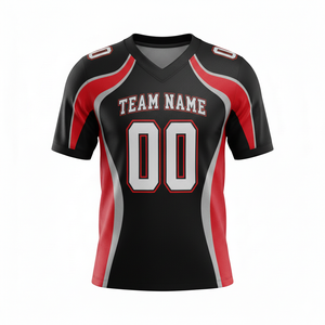 Camiseta de Práctica de Fútbol Americano Personalizada para Adultos, Manga Corta, Transpirable, Opción de Talla Grande, Cuello en V, 100% Poliéster - Product Image 2