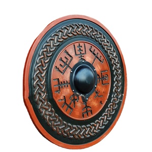 Bouclier rond en bois de style viking classique, fait main, pour événements costumés, décoration et collectionneurs - Product Image 3