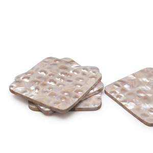 Juego de Posavasos Cuadrados de Nácar, Hechos a Mano, con Mosaico de Concha Negra, Posavasos Ecológicos con Incrustaciones de Nácar para Hotel y Hogar - Product Image 3