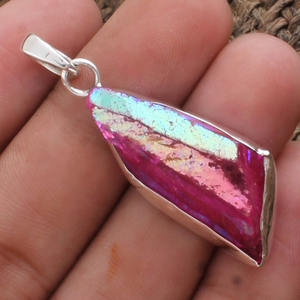 Collar de Plata de Ley 925 con Colgante de Druzy Rosa Natural, Cristal de Ágata Brillante, Fabricante de Joyería al por Mayor - Product Image 3