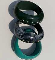 Ensemble de bracelets rigides larges en résine acrylique, style vintage, motif écaille de tortue marbrée noire, unisexe, cadeau, mode