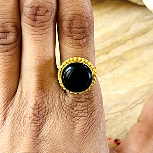 New Arrival Boho Rope <b>Statement</b> <b>Ring</b> Brass <b>Rings</b> Women 18k Gold Plated Vintage Onyx Jewelry Ethnic Cocktail Wholesale/OEM/ODM - Product Image 4