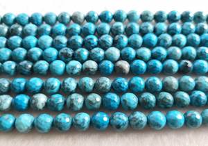 ลูกปัดอะพาไทต์สีน้ำเงินทรงกลมเหลี่ยมเพชรพลอย หินธรรมชาติ สำหรับทำเครื่องประดับ DIY - Product Image 3