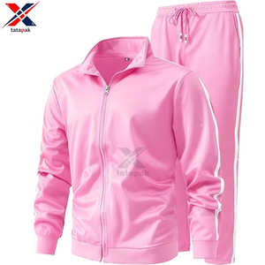 Custom Made Vintage Solid Track Suit 100% Cotton Fabric Material for Unisex Adults Sports Casual Wear Spring Factory Wholesale - Product Image 1