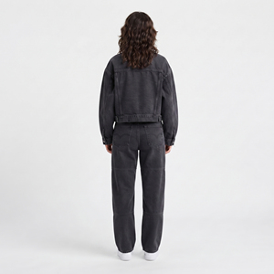 Conjunto de Pantalones Anchos y Chaqueta Vaquera con Botones para Mujer, Estilo Deportivo, Transpirable, Resistente al Viento y Ecológico - Product Image 3