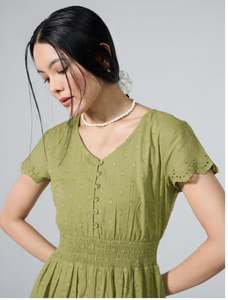 เดรสยาวสไตล์วินเทจสำหรับผู้หญิง  แขนยาว/สั้น  คอวี  ปักลาย  ผ้าฝ้าย  ไซส์ใหญ่  สำหรับฤดูร้อน - Product Image 2