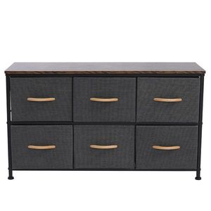 Comò a 3 livelli con 6 cassetti in tessuto a facile apertura, struttura in metallo allungabile e piano in MDF, unità di archiviazione per camerette e armadi - Product Image 2