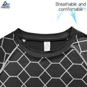 Conjunto de tres piezas de ropa deportiva para hombre con estampado, transpirable, que absorbe la humedad, de secado rápido y moldeador del cuerpo, resistente al sudor. - Product Image 3