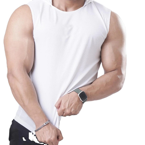 Camiseta sin Mangas Blanca para Hombre, Cuello Redondo, Tejida, Transpirable, Estilo Casual, Material de Poliéster - Product Image 3