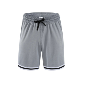 Shorts de baseball gris clair pour hommes avec cordon de serrage noir, bordure blanche et noire, respirant, séchage rapide, vêtements de sport pour la gym et l'entraînement - Product Image 1
