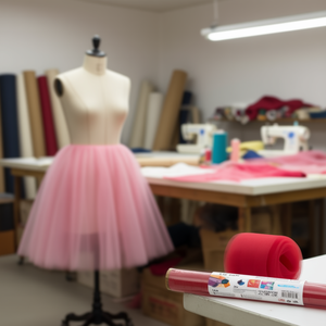 Tissu en tulle rouge 25 cm x 22,8 m, accessoires pour la confection de robes - Product Image 2