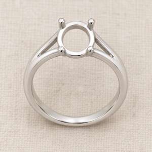 Semi-monture de bague en argent sterling 925 massif, ronde, 5 mm, à 4 griffes, à tige fendue, vierge pour pierre précieuse, pour bijoux - Product Image 5