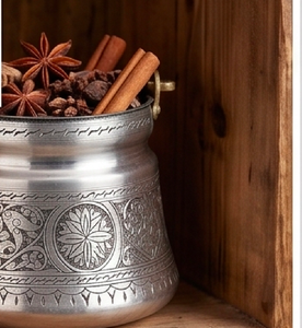 Modern Oriental Engraved Metal Spice Container With Lid Round Design <b>For</b> <b>Storage</b> <b>Jar</b> <b>Kitchen</b> Use And Home Use - Product Image 3