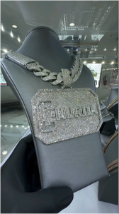 Collar de eslabones cubanos de plata de ley chapado en oro con moissanita, joyería fina, venta caliente de fábrica CONCEPTION, colgantes personalizados de hip hop con efecto hielo - Product Image 2