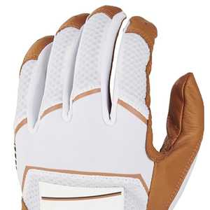 <b>White</b> Brown Leather Full Finger Baseball Batting Gloves Pitcher Right Hand Hook and Loop Closure Non Slip Adults All Seasons - Product Image 5