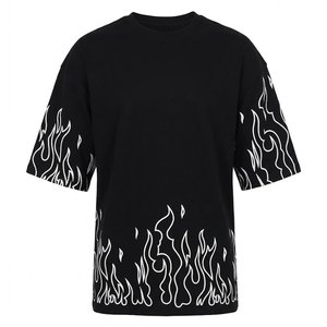 T-shirts surdimensionnés à épaules tombantes pour hommes, style flamme, avec logo personnalisé, impression personnalisée, en coton uni, séchage rapide pour l'été – Vente en gros - Product Image 1