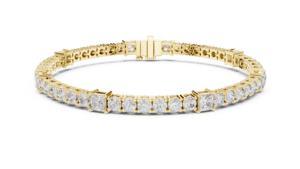 Pulsera de Oro Amarillo Chapada en Oro con Diamante Cultivado en Laboratorio, Corte Princesa/Redondo, Regalo de Compromiso para Mujer |   Diamante Cultivado Nuevo - Product Image 2