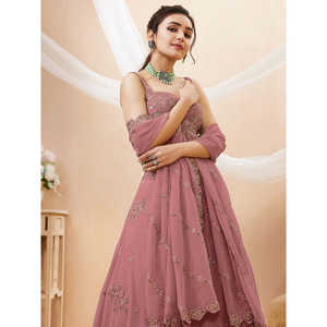 Magnifique Lehenga Choli semi-cousu en Georgette rose poudré à paillettes avec Dupatta par Zeel Clothing - Product Image 4