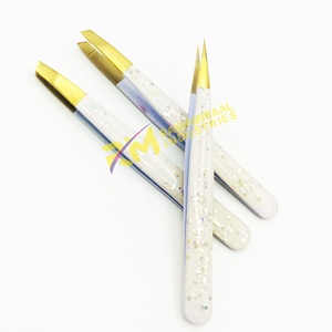 RMI Gold Plasma Tip And Glitter Coated Color Angle And Pointed Tweezer Set Stainless Steel - Product Image 4