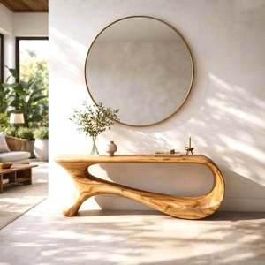 Table console artisanale moderne de luxe en bois massif, écologique, durable, de haute qualité, pour salon, chambre, hall d'hôtel - Product Image 6