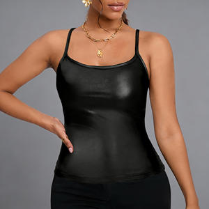 Vente flash sur le top camisole noir minimaliste uni à fines bretelles pour femmes Temu, pour toutes les saisons - Product Image 1