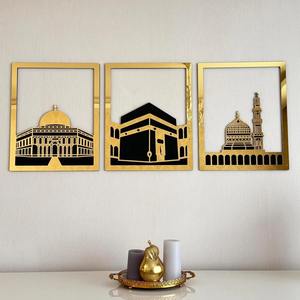 Arte Mural de la Mezquita Al Aqsa, Mezquita Al Haram, Mezquita An Nabawi, Decoración Islámica Hecha a Mano para Sala de Estar, Dormitorio y Espacio Espiritual - Product Image 2
