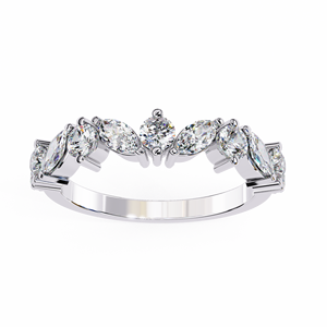 Anillo de Oro Blanco de 10k, 14k y 18k con Diamantes Redondos y Marquise en Forma Mixta Harmony para Aniversario - Product Image 1