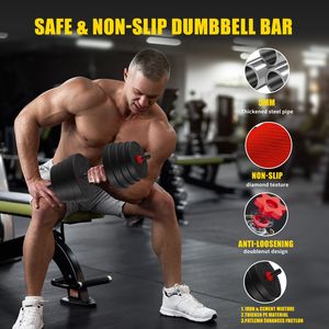 El juego de mancuernas ajustables 4 en 1 de 90LB se convierte en soportes de realce de pesas rusas con placas intercambiables empuñaduras antideslizantes - Product Image 2