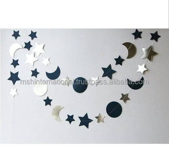 Metal bebek duş ay yıldız ve gökyüzü kar tanesi için demir çelenk ev ve oturma odası parti duvar dekorasyon garland