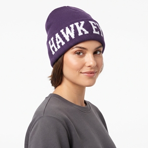 Bonnet en tricot côtelé personnalisé avec logo, couleur unie, à revers, pour l'hiver, sports de plein air, couvre-chef décontracté - Product Image 3
