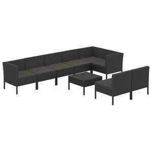 Conjunto de Muebles de Jardín de Ratán PE Negro con Acero con Recubrimiento en Polvo y Poliéster, Muebles de Exterior Duraderos - Product Image 2