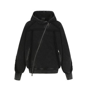 เสื้อฮู้ดดี้แบรนด์อเมริกันแนวสตรีทแฟชั่นสำหรับผู้ชาย ดีไซน์แบบ Deconstructed พร้อมฮู้ดรูปทรงแปลกตา - Product Image 2