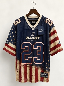 เสื้อฟุตบอลตาข่ายลายธงชาติอเมริกาแบบวินเทจสีกรมท่าของแท้จาก ZIAKOT INDUSTRY ขายส่งโดยตรง - Product Image 1