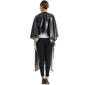 Venta Directa de Fábrica, Capa de Corte de Pelo Impermeable 100% Nailon/Poliéster, Cómoda, Negra, para Salón de Belleza y Barbería, con Logotipo Personalizado - Product Image 3
