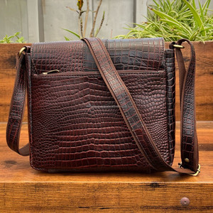 High-Grade Genuine Leather <b>Men's</b> Crocodile Design Crossbody <b>Bags</b> Large Capacity Business Casual Handbags Fashionable <b>Men</b> Ladies - Product Image 5